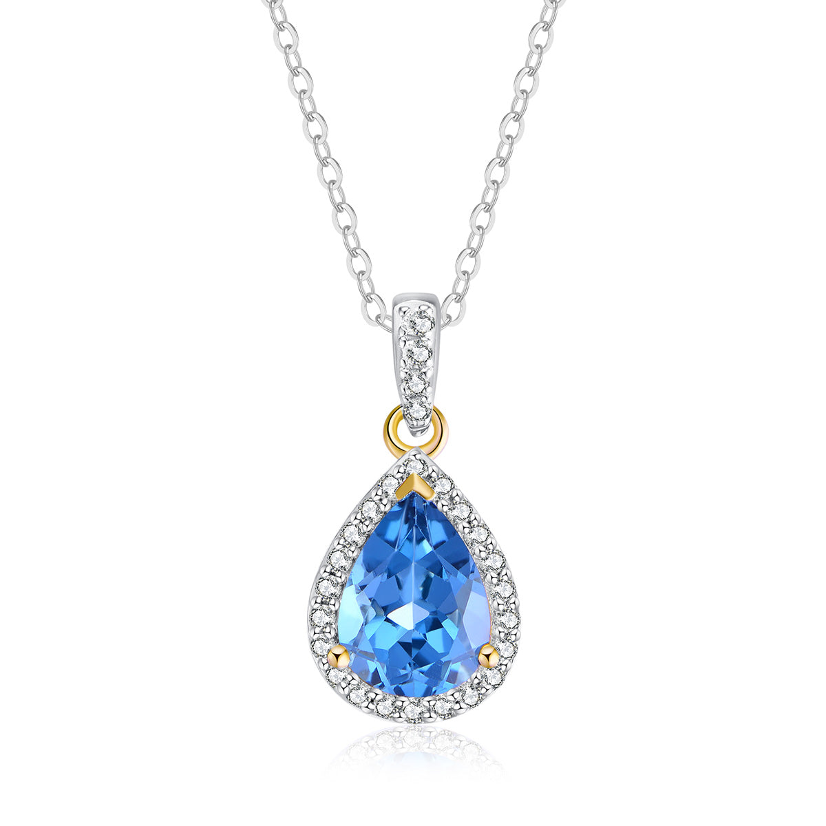 Diamond necklace online with blue stone