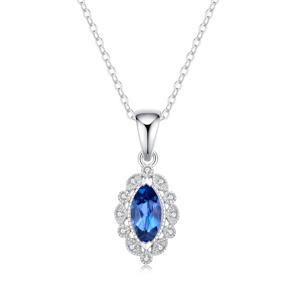 Diamond necklace online with blue stone