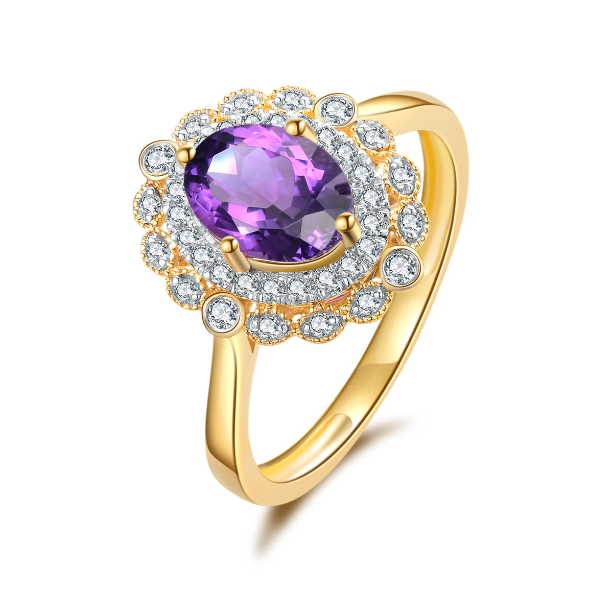 Amethyst and diamond on sale ring white gold