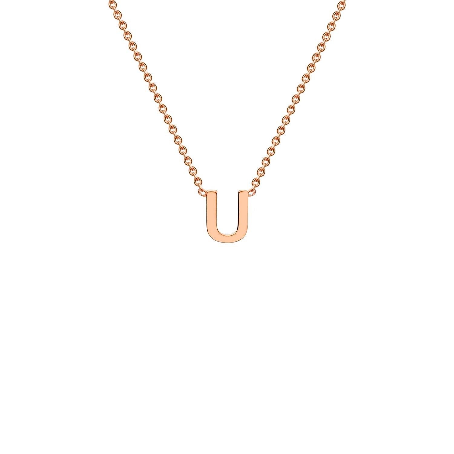 9ct Rose Gold 'U' Initial Adjustable Letter Necklace 38/43cm