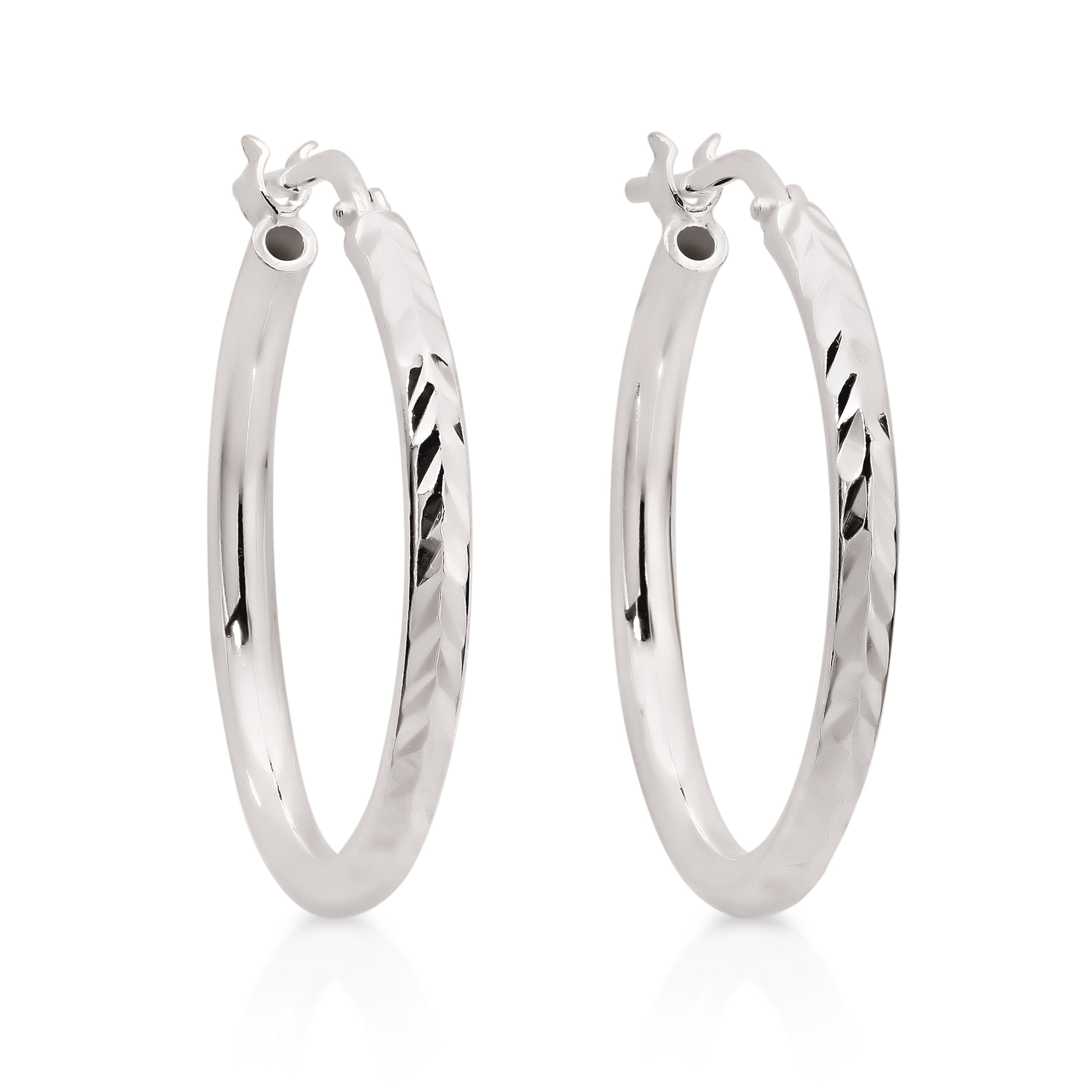 Silver diamond cut hoops 20mm