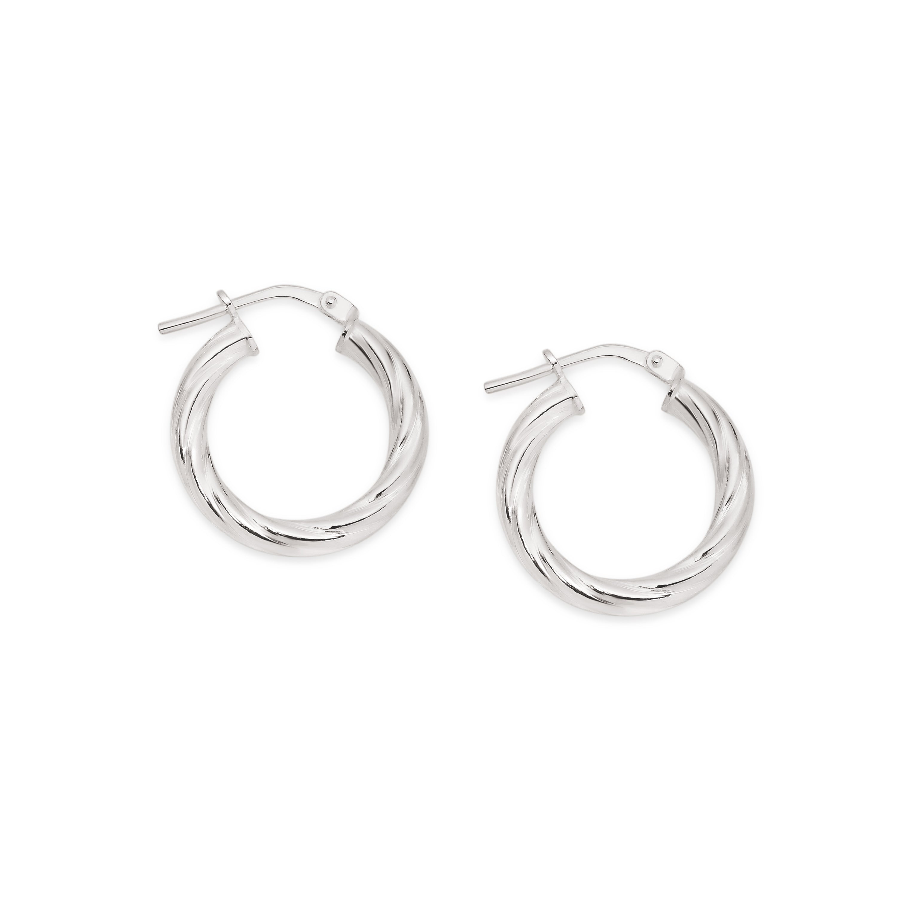 Silver twist hoops 12mm