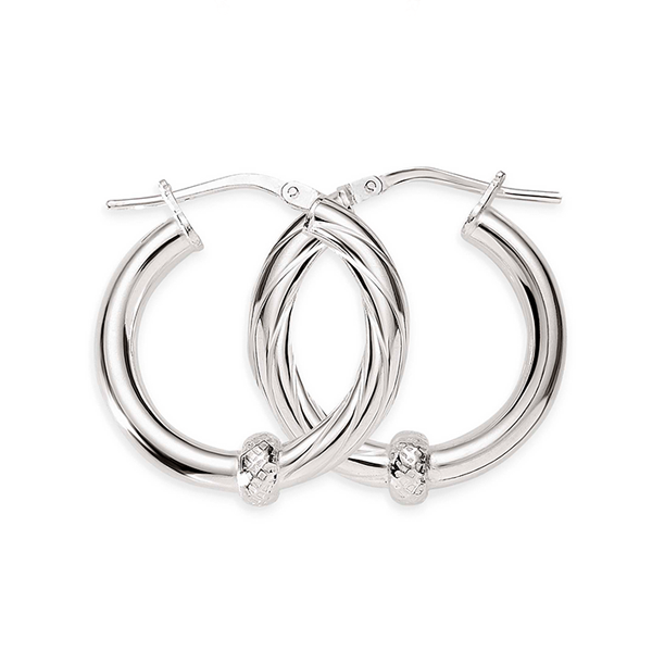 Silver polished twist hoops 15mm