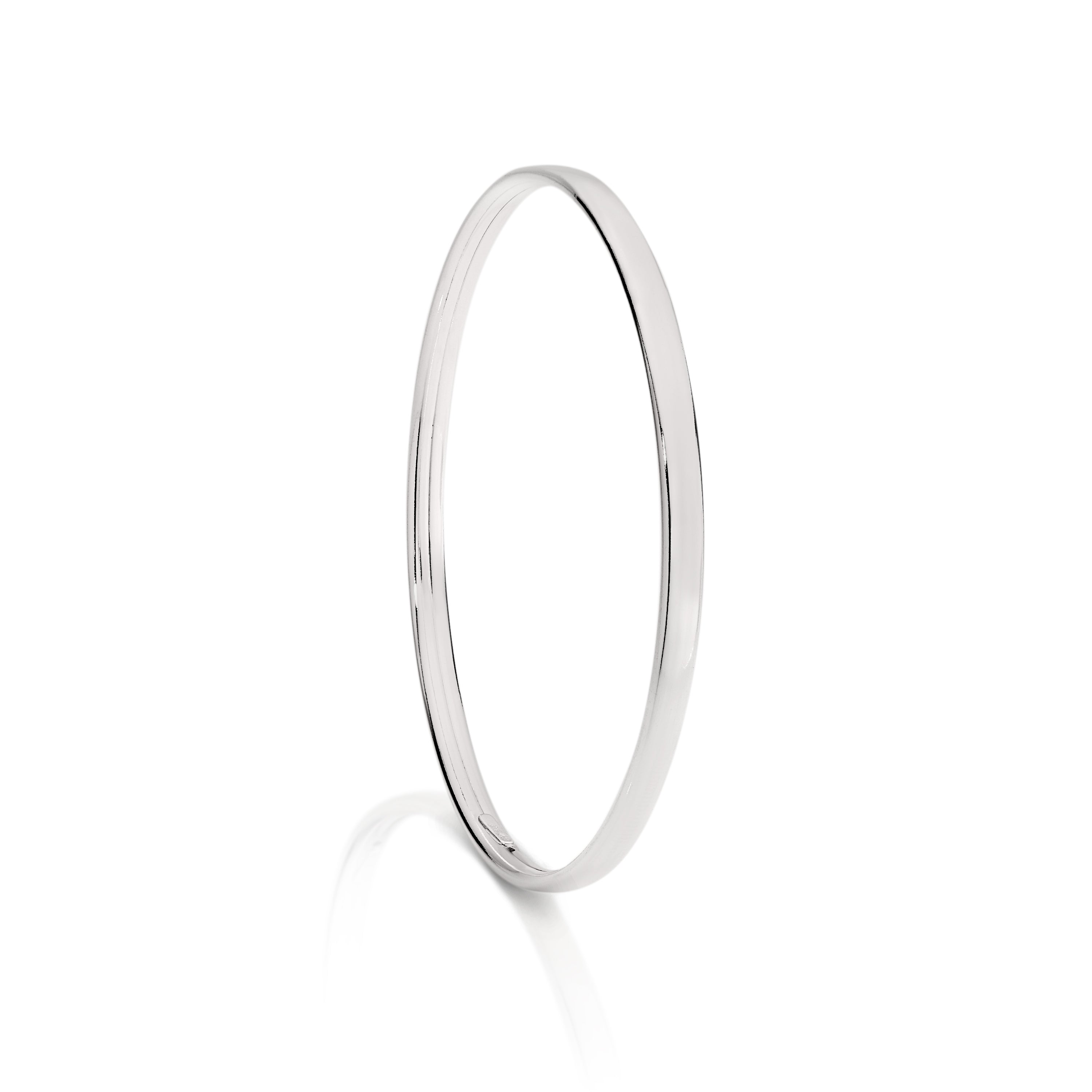 Silver 4mm flat tube bangle 65mm