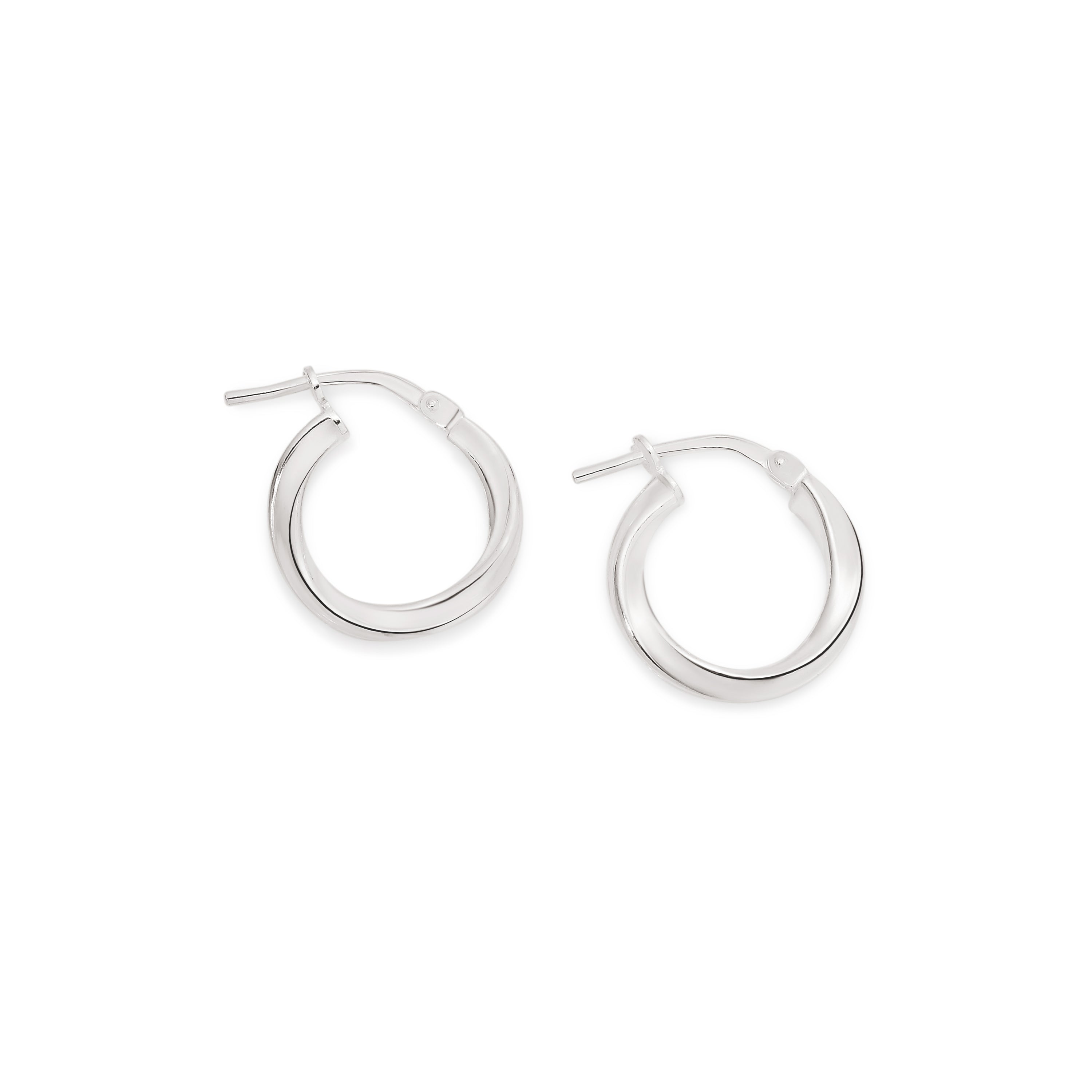 Silver ribbon twist hoops 10mm