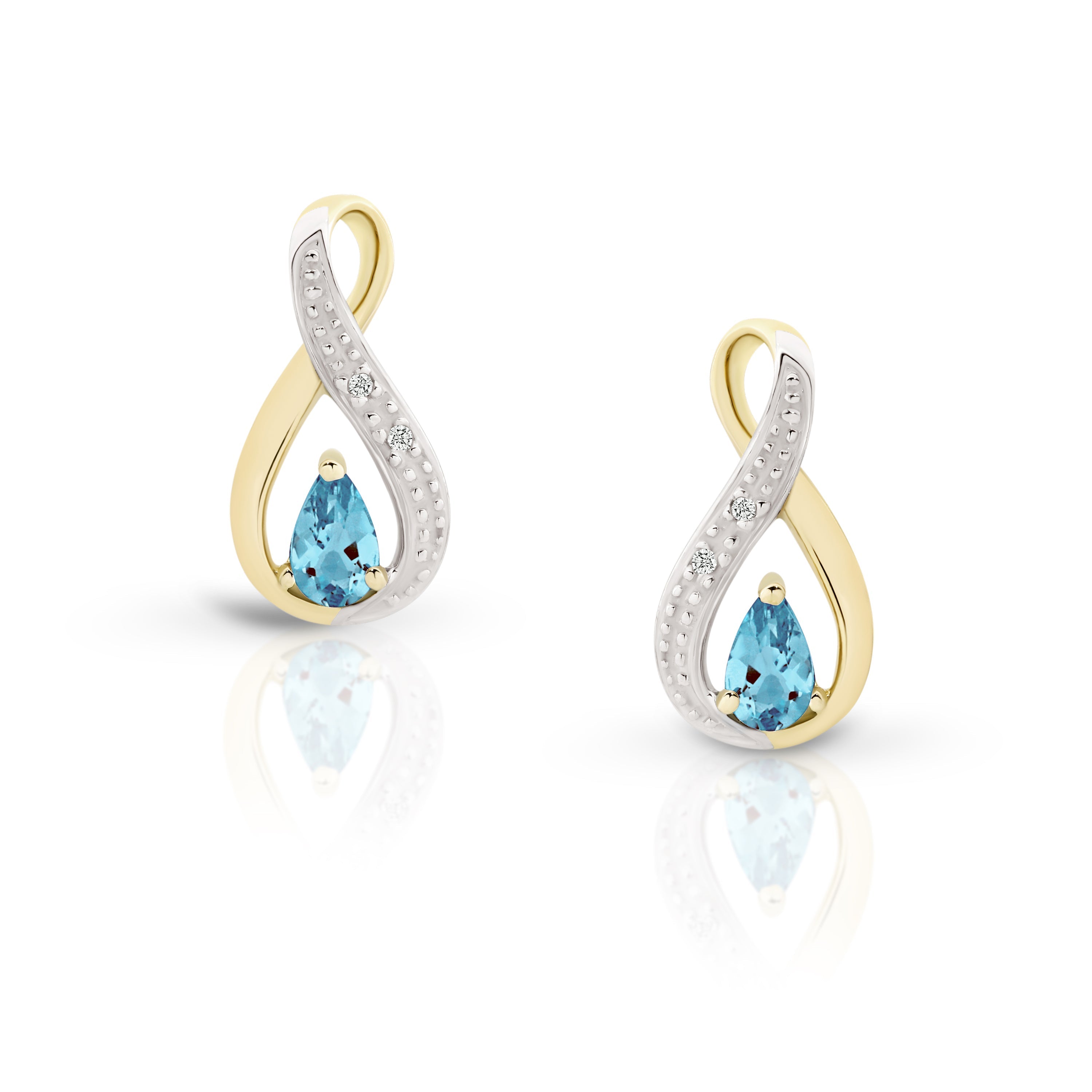 9ct gold blue topaz & diamond studs