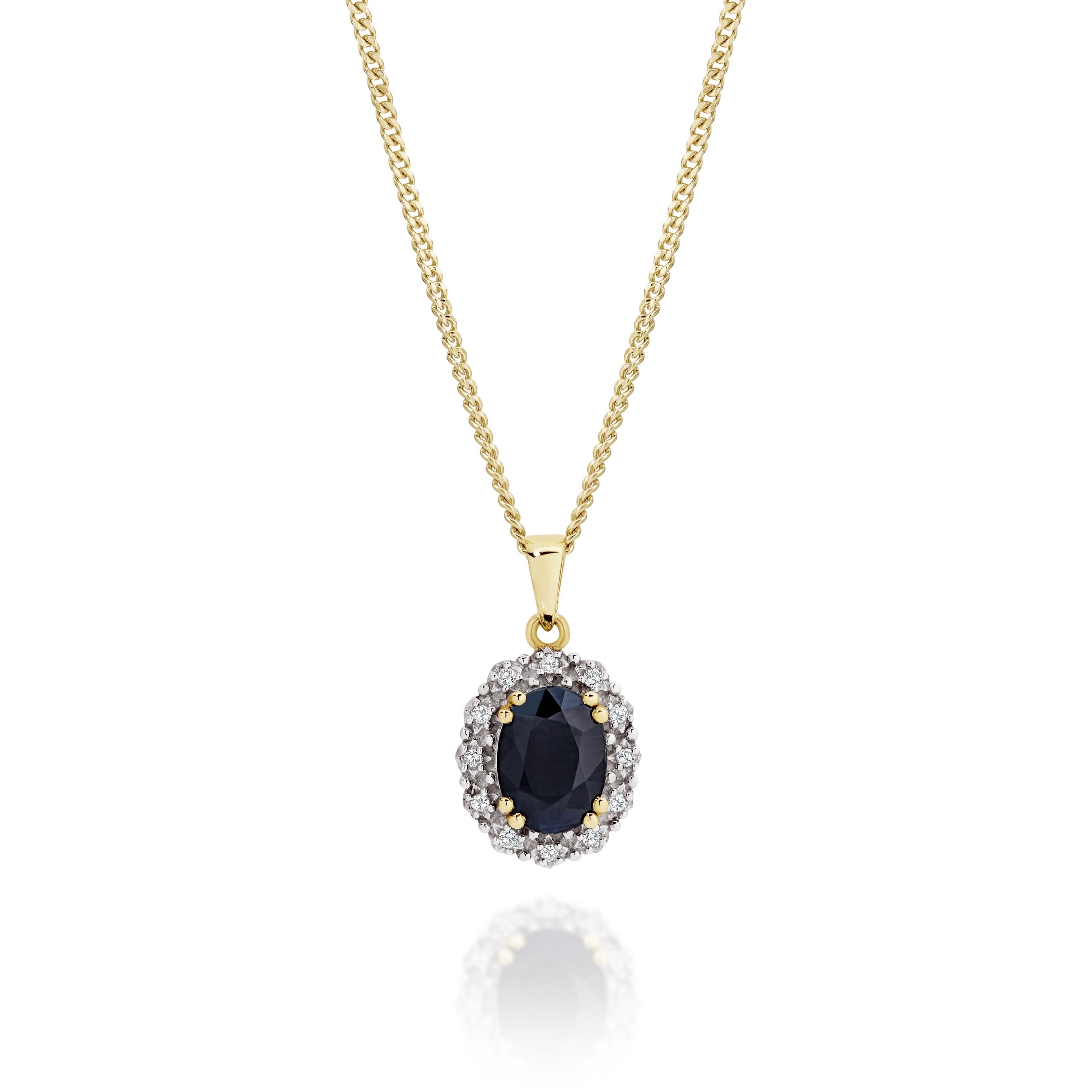 9ct gold sapphire & diamond pendant