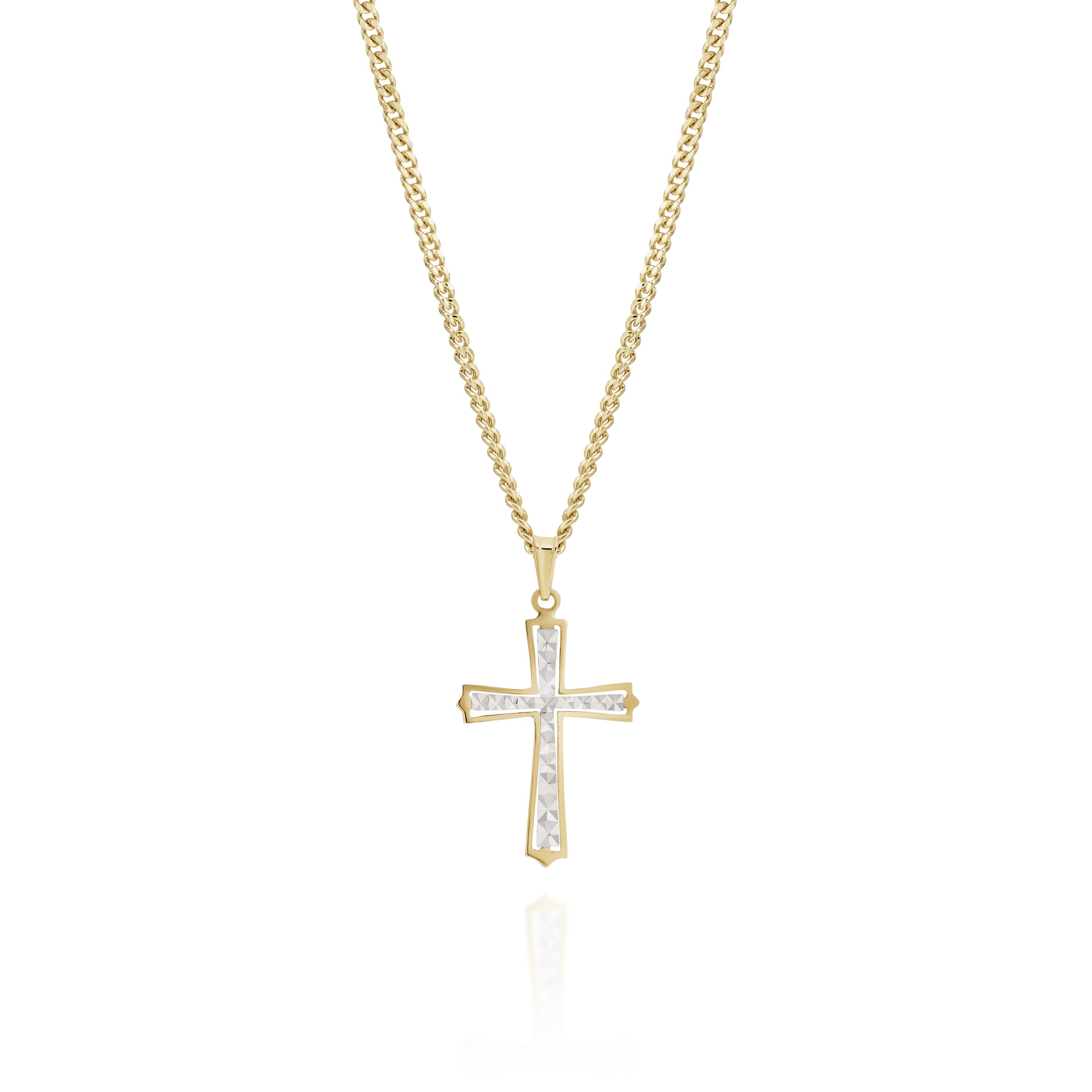 9ct gold 2 tone cross pendant