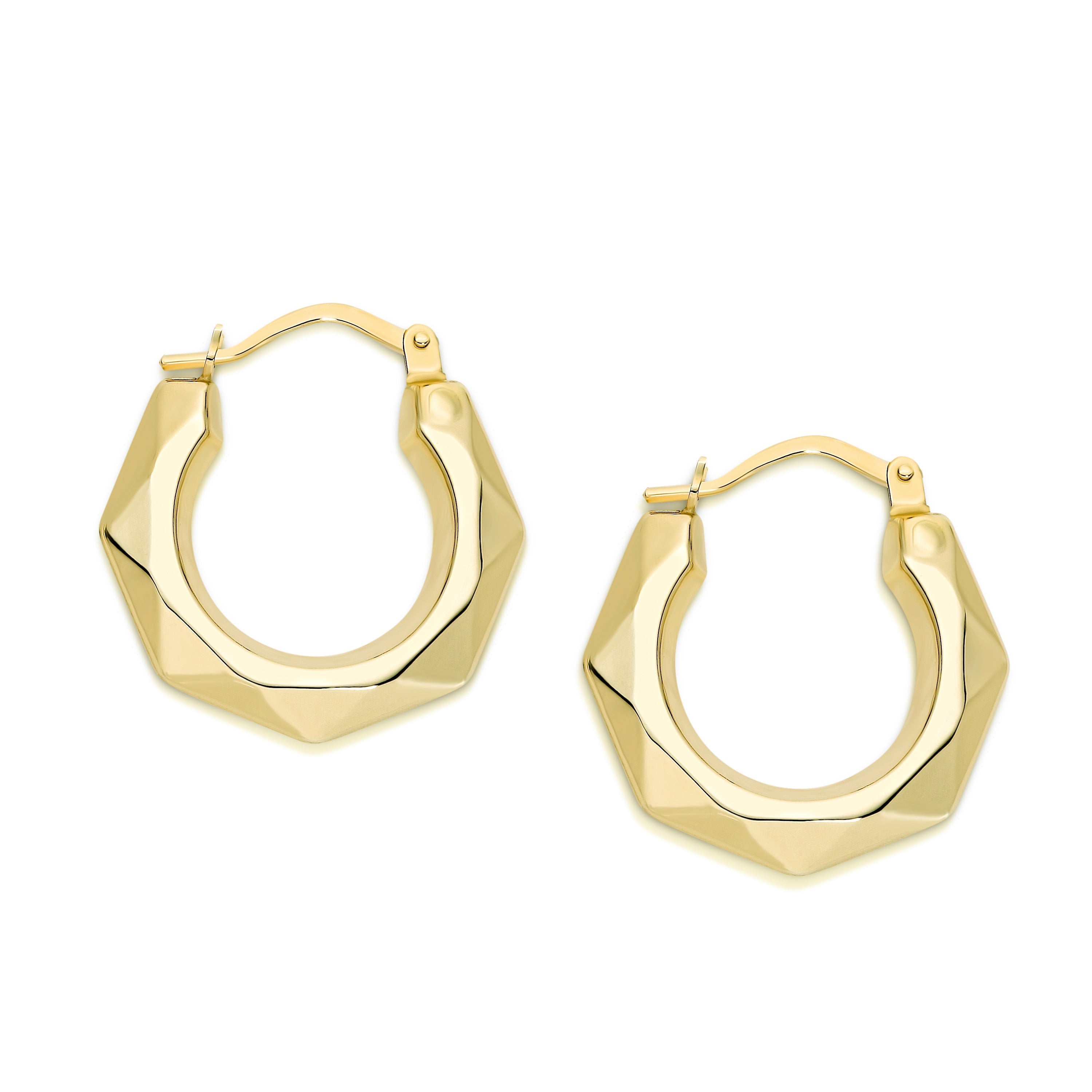 9ct gold geometric hoops 12mm