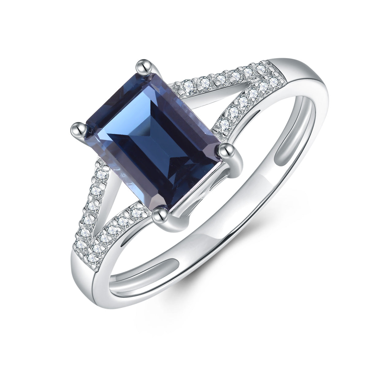 9ct White Gold London Blue Topaz & Diamond Ring