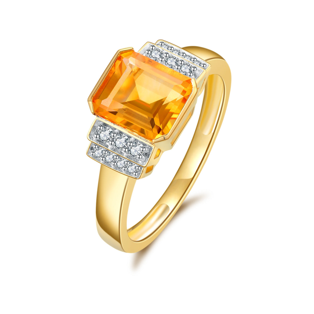 9ct Yellow Gold Citrine & Diamond Ring