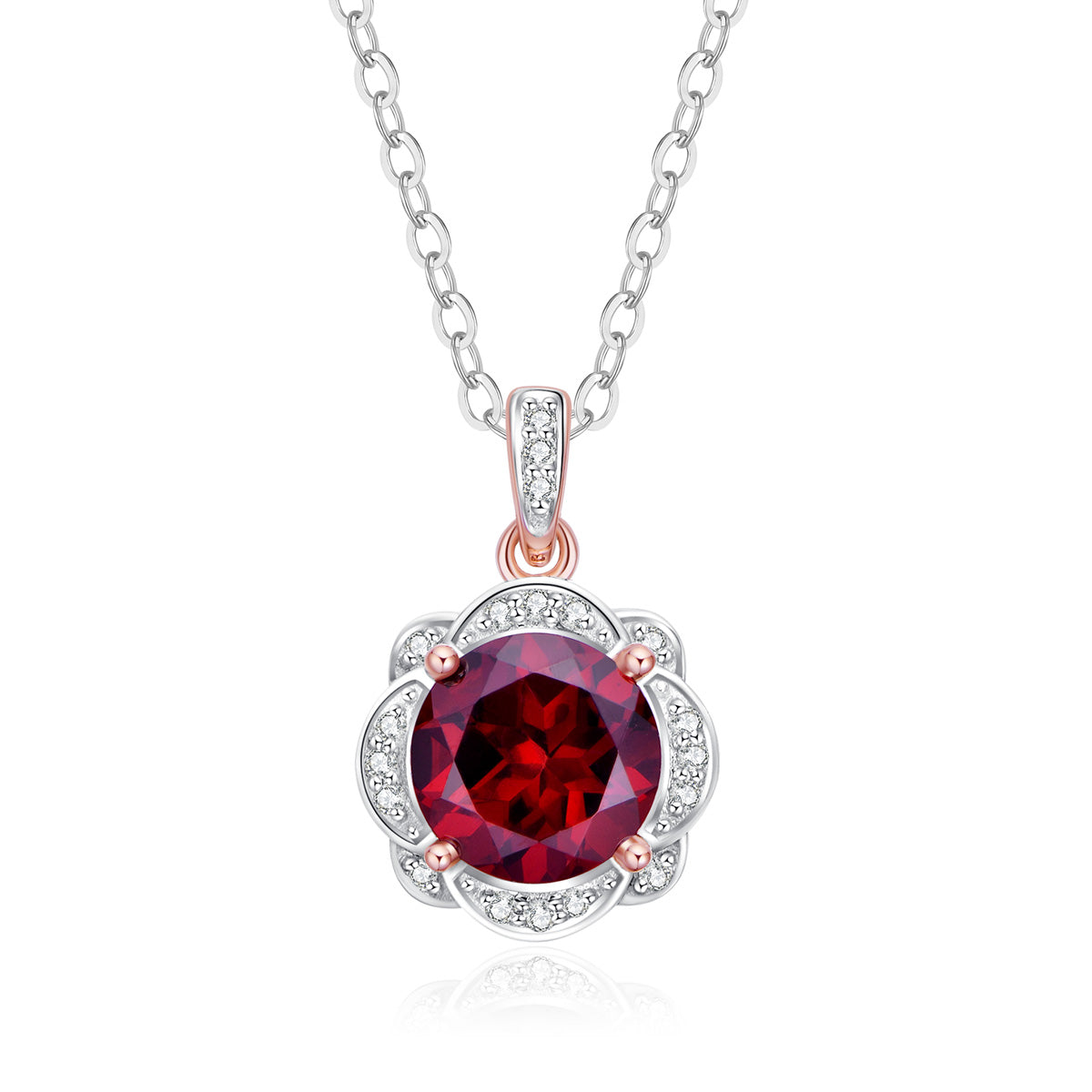 9ct Rose Gold Garnet & Diamond Pendant