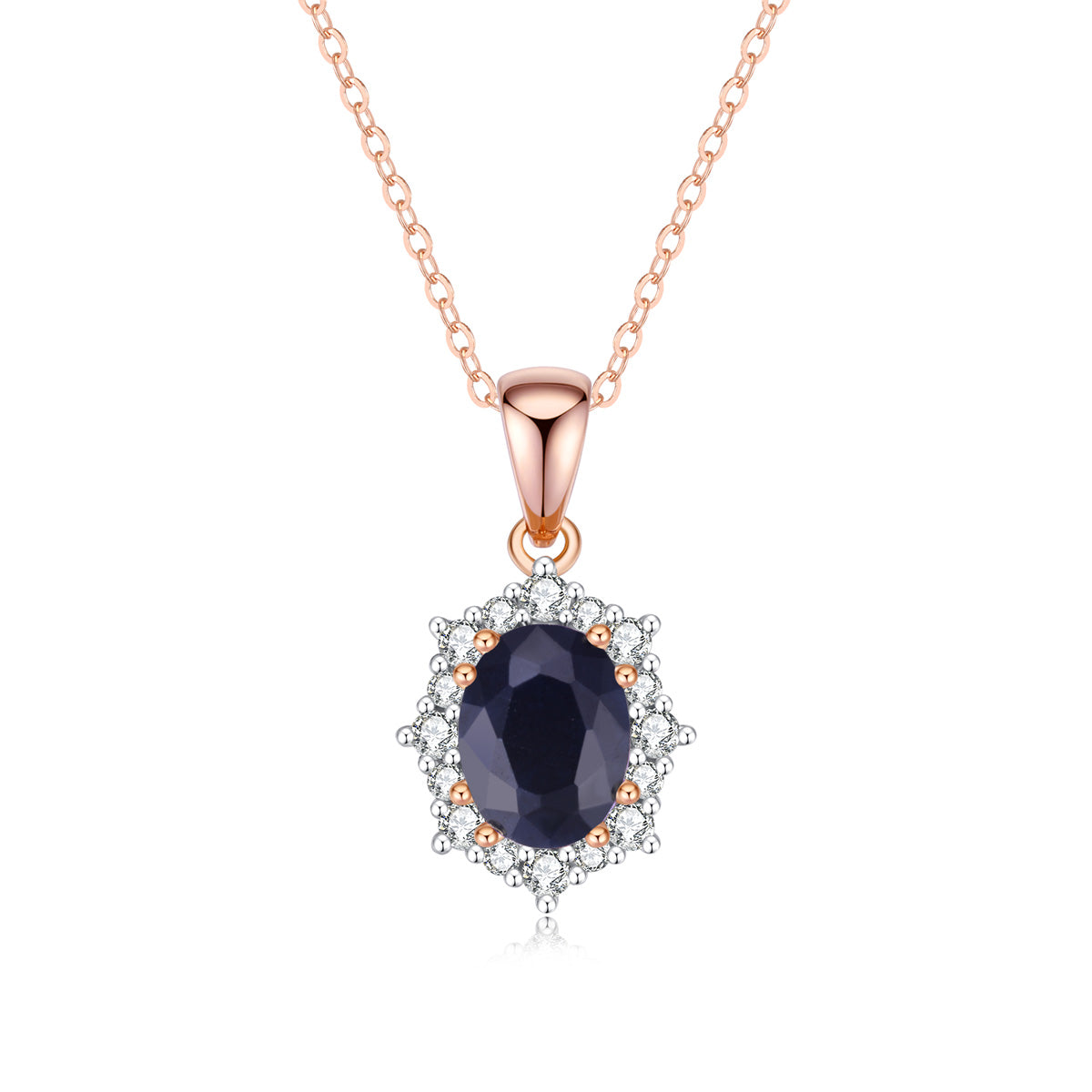 9ct Yellow Gold Black Sapphire & Diamond Pendant