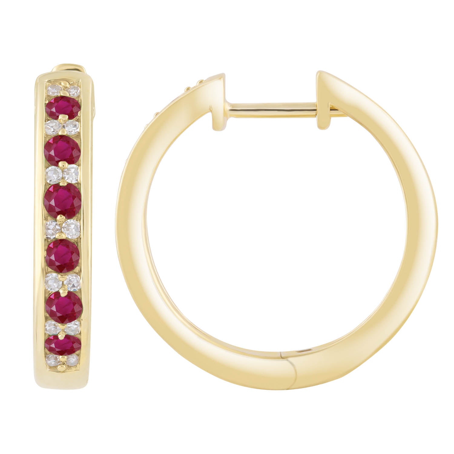 Diamond Ruby Earrings with 0.10ct Diamonds in 9ct Yellow Gold