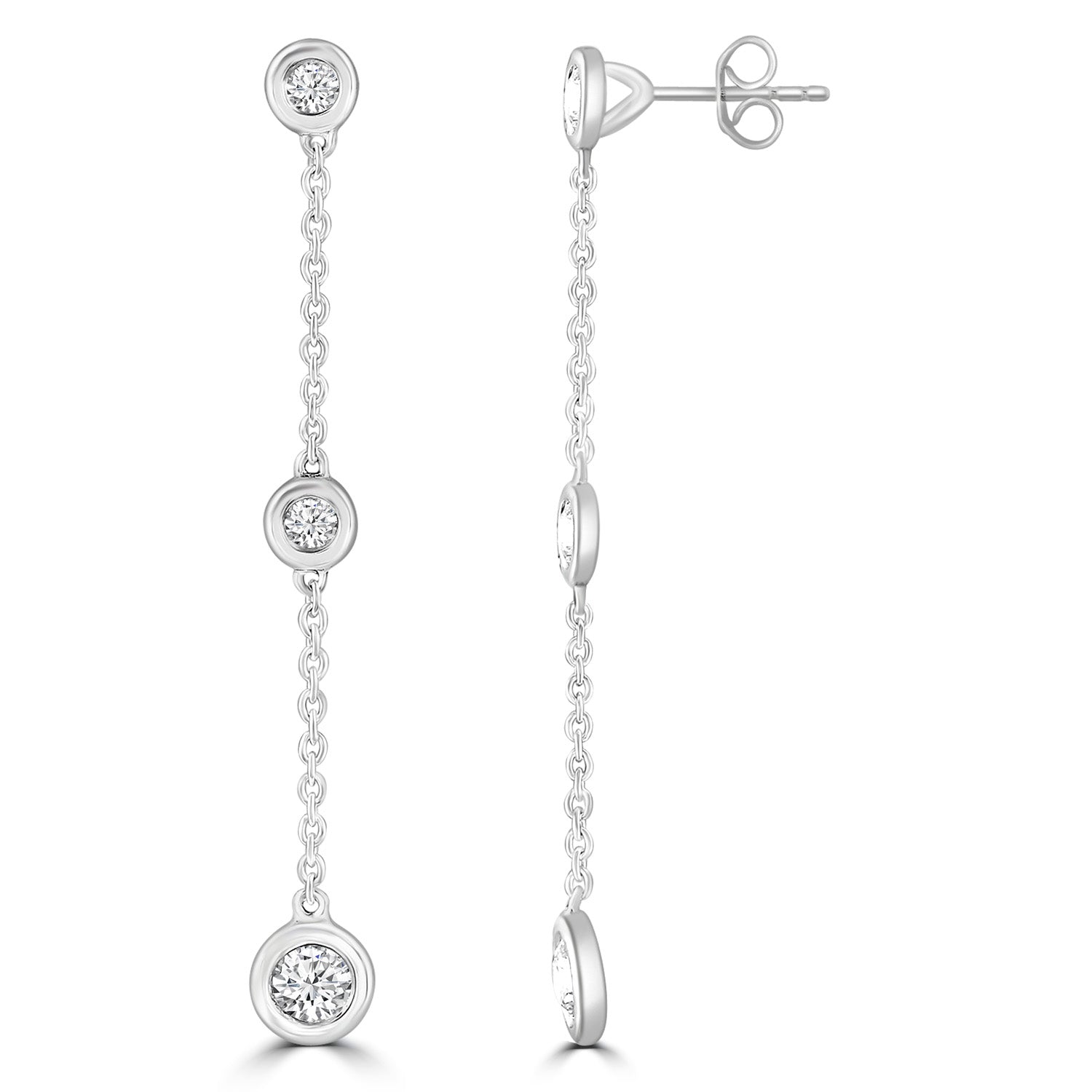 Diamond Chain Earrings with 0.25ct Diamonds in 9ct White Gold