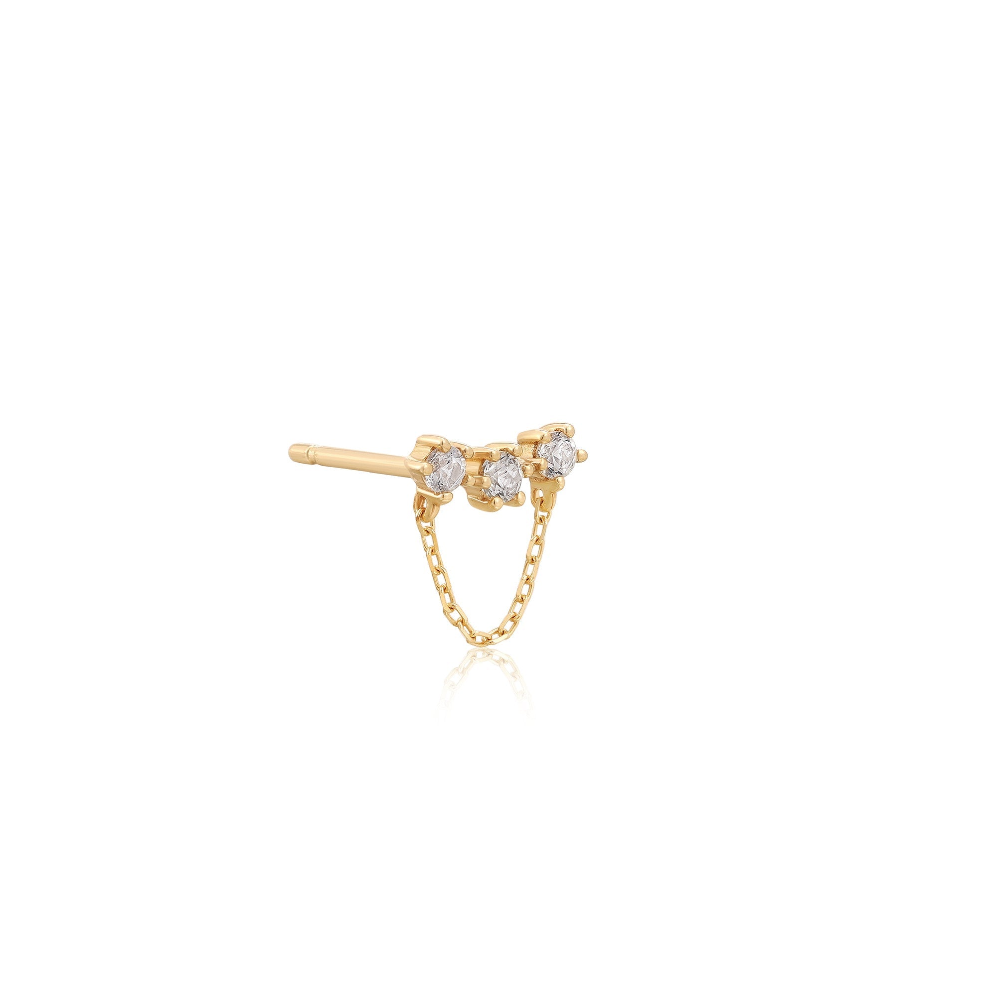 Ania Haie 14ct Gold White Sapphire Climber Single Stud Earring