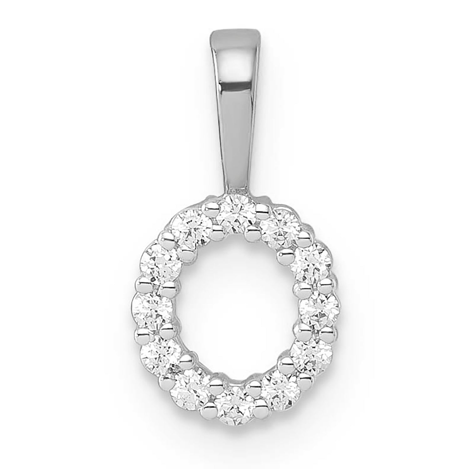 0.12ct Lab Grown Diamond Initial O Pendant in 9ct White Gold