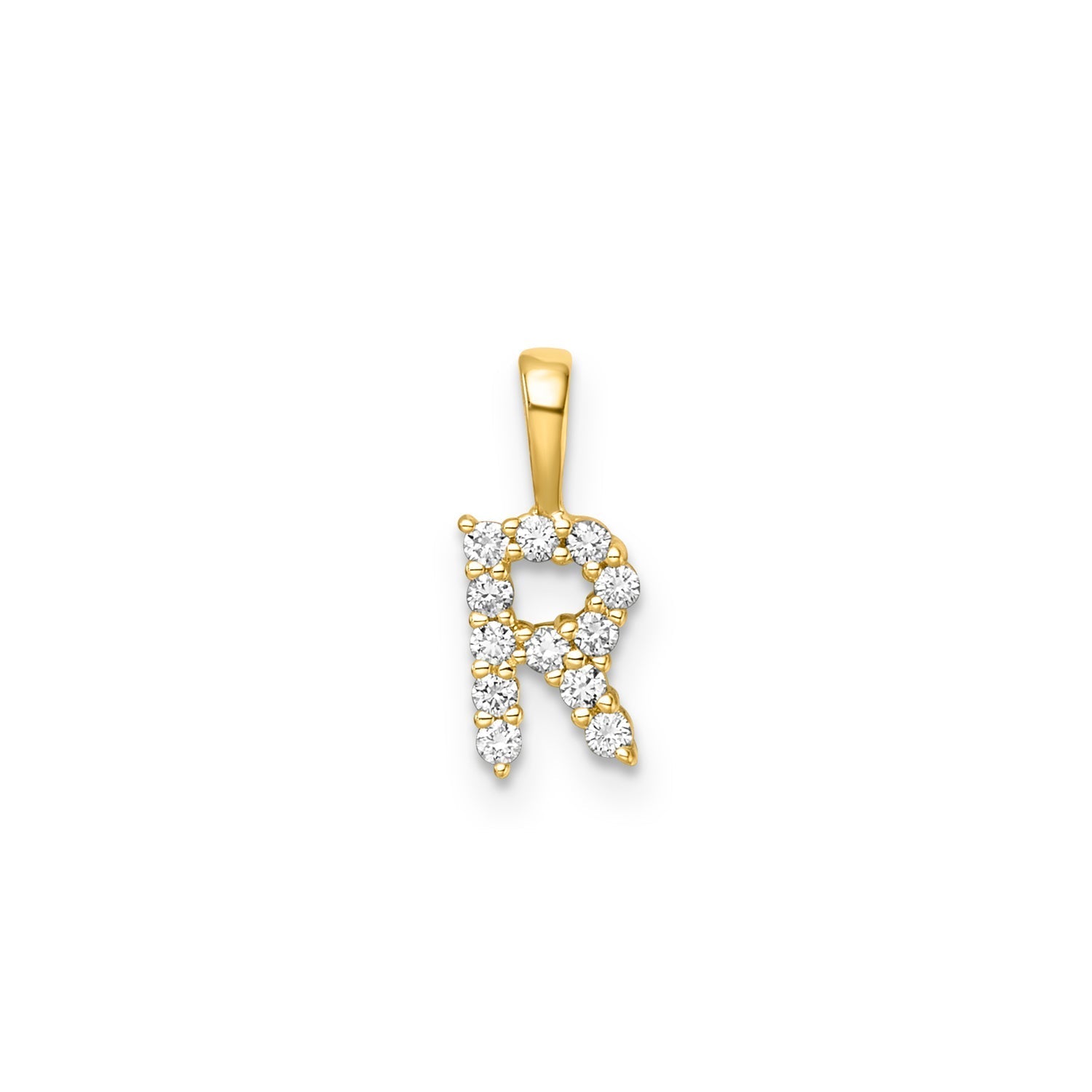 0.13ct Lab Grown Diamond Initial R Pendant in 9ct Yellow Gold