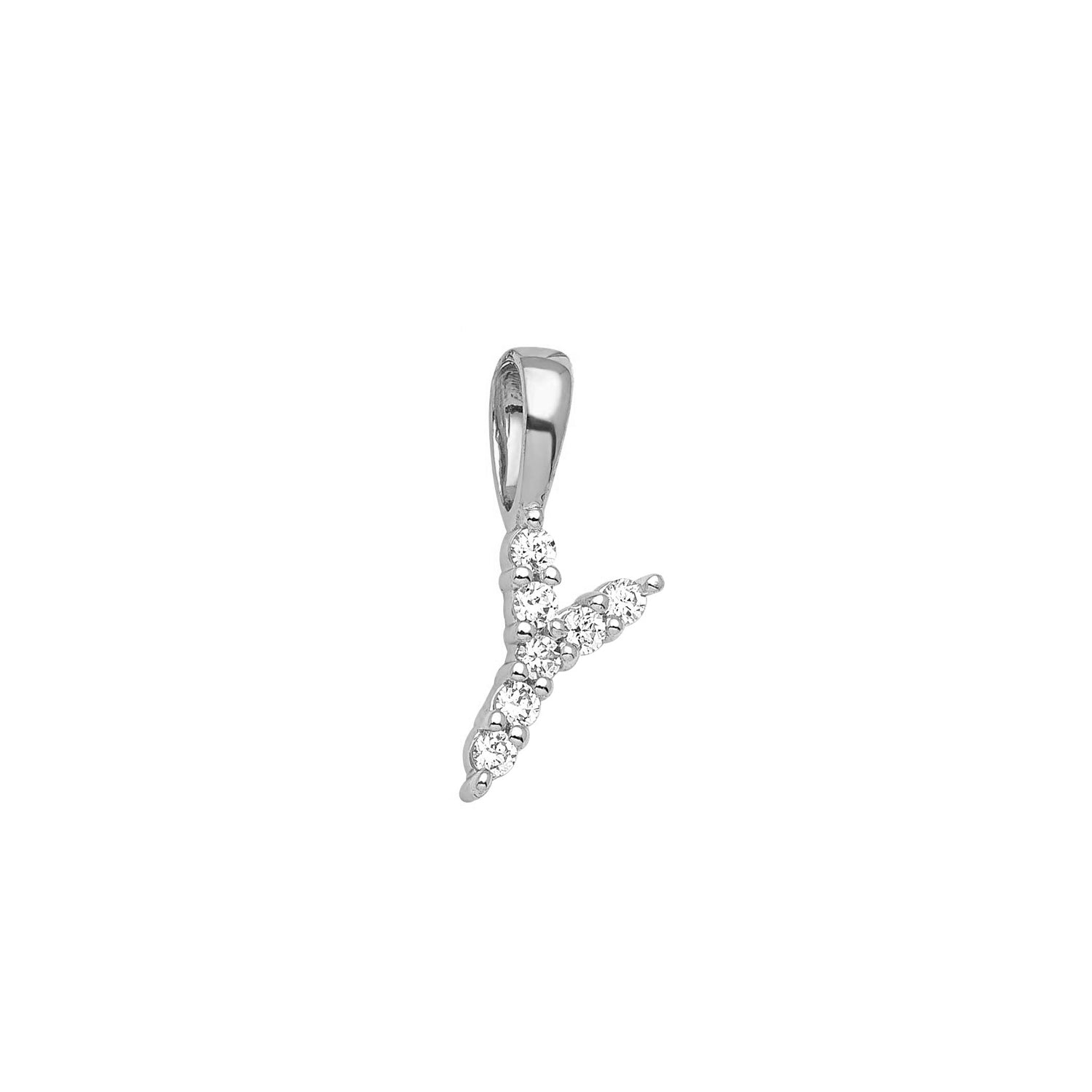 0.07ct Lab Grown Diamond Y Initial Pendant in 9ct White Gold