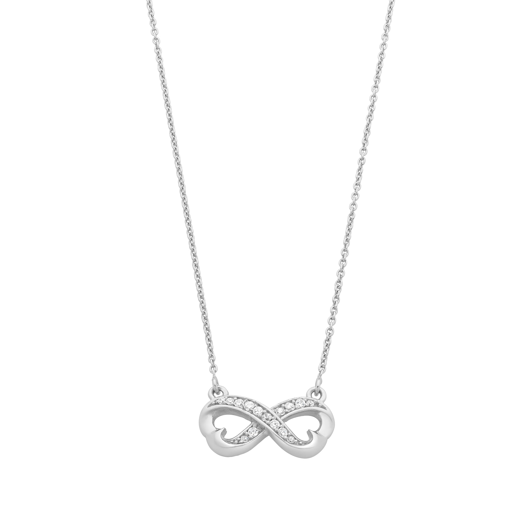 Sterling Silver Cubic Zirconia Infinity Necklace