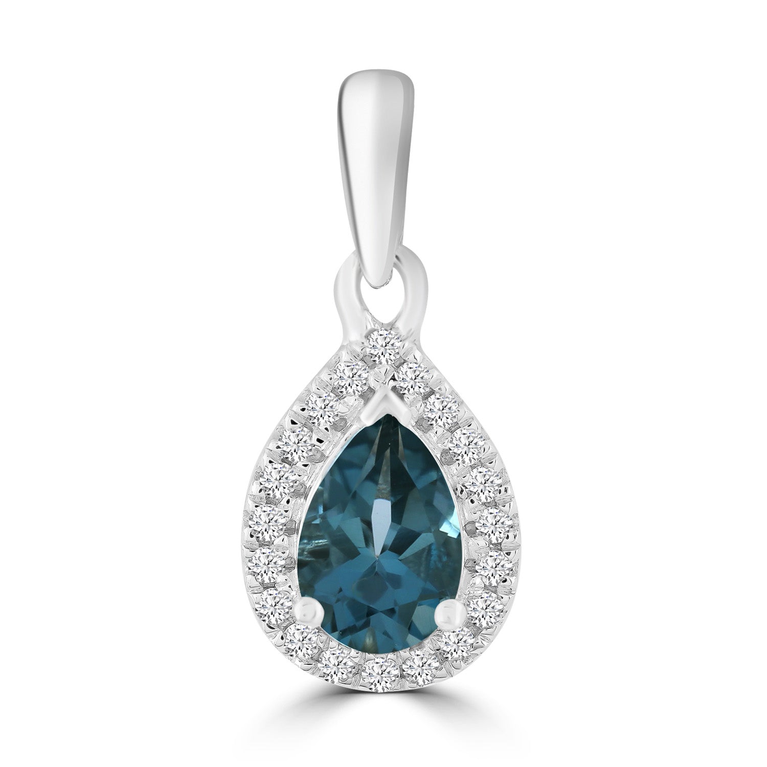 Diamond London Blue Topaz Pendant with 0.07ct Diamonds in 9ct White Gold - P-19474BT-007-W