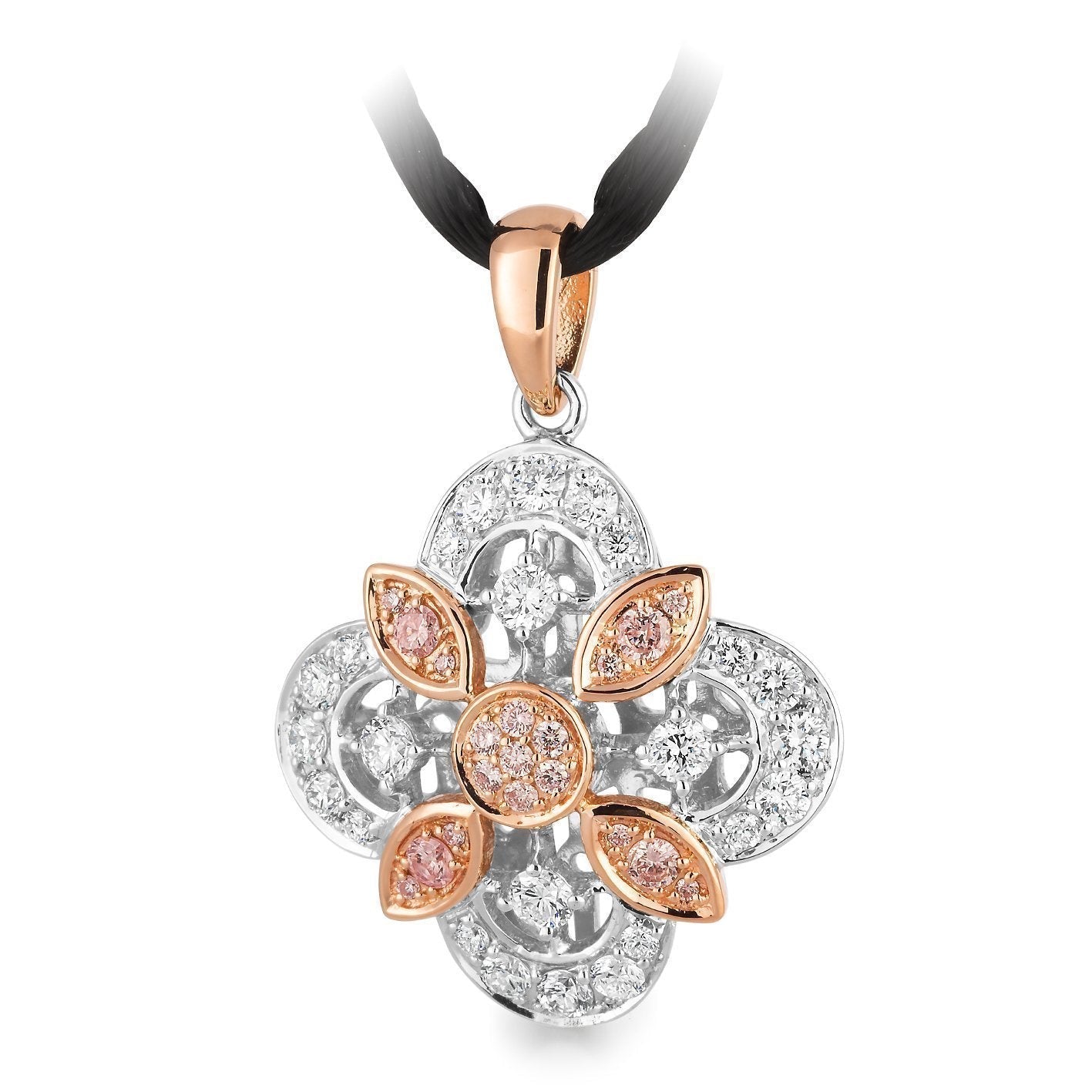 0.43ct White & Pink Diamond Pendant in 9ct Rose & White Gold