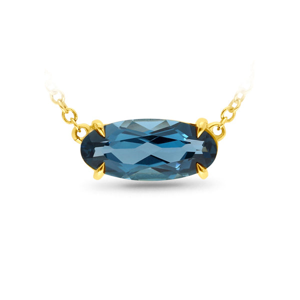 1.58ct London Blue Topaz Necklet in 9ct Yellow Gold