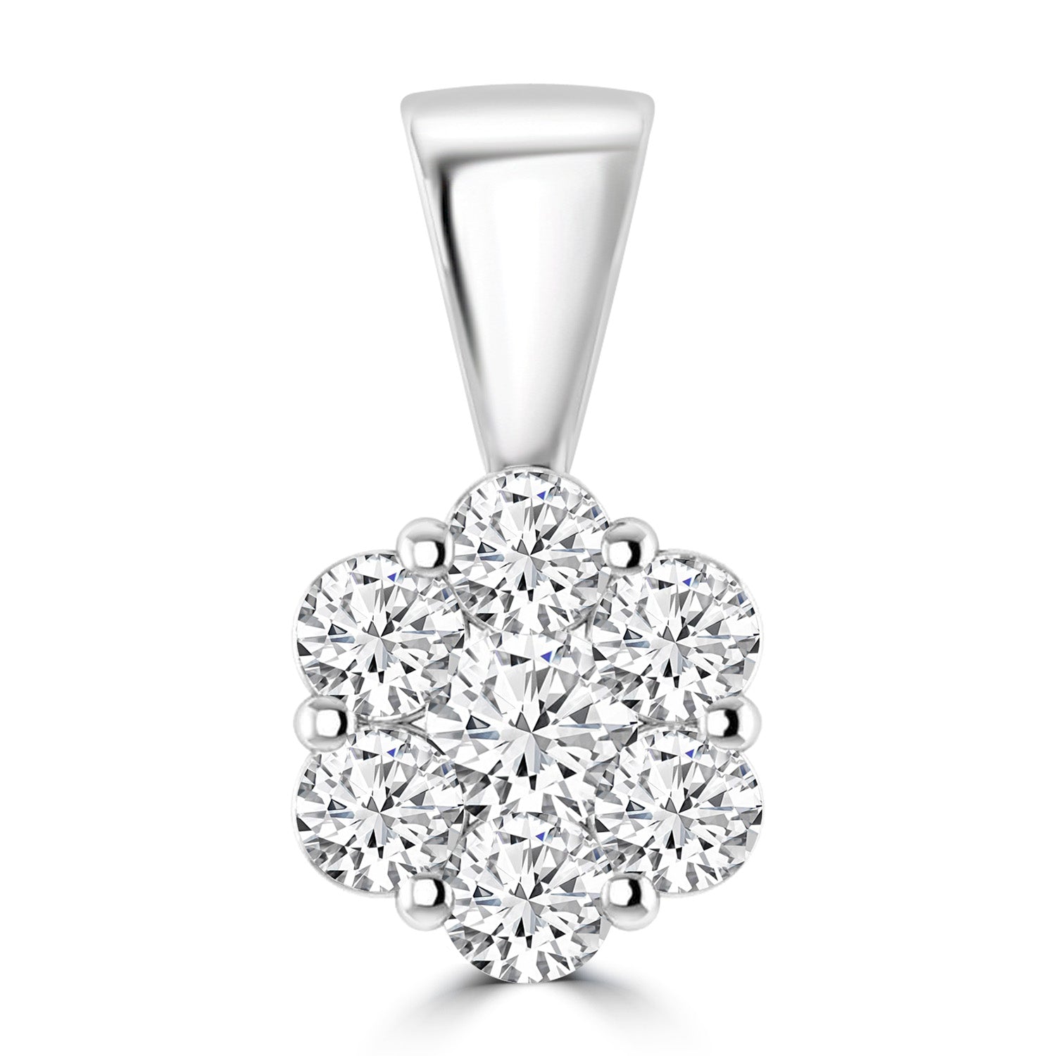 Cluster Diamond Pendant with 0.50ct Diamonds in 9ct White Gold - RJ9WPCLUS50GH