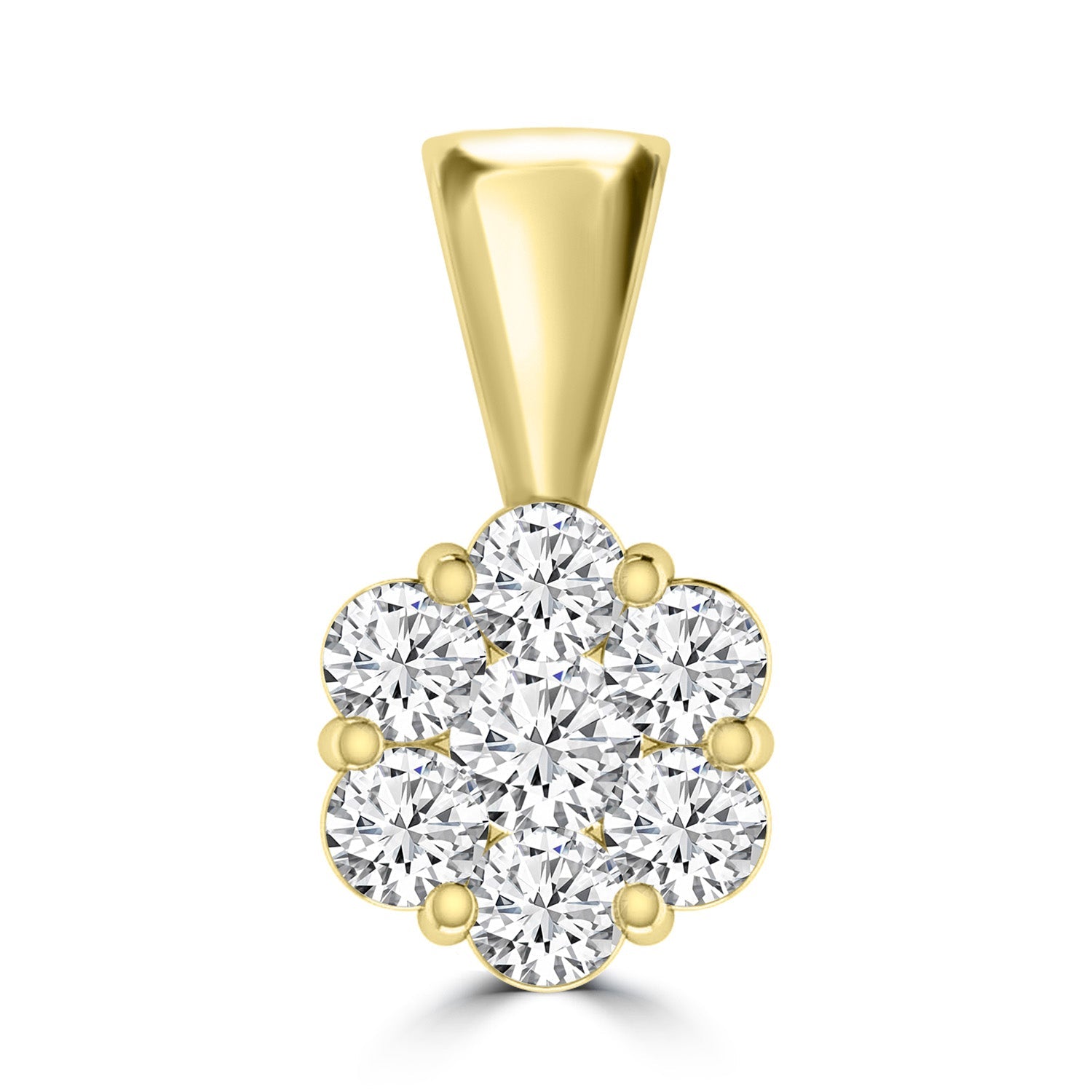 Cluster Diamond Pendant with 0.50ct Diamonds in 9ct Yellow Gold - RJ9YPCLUS50GH