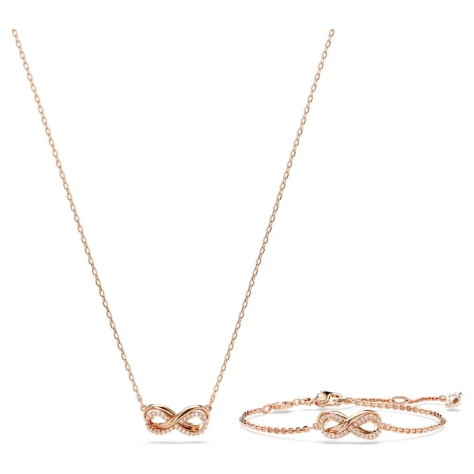 Swarovski Hyperbola set Infinity, White, Rose gold-tone plated