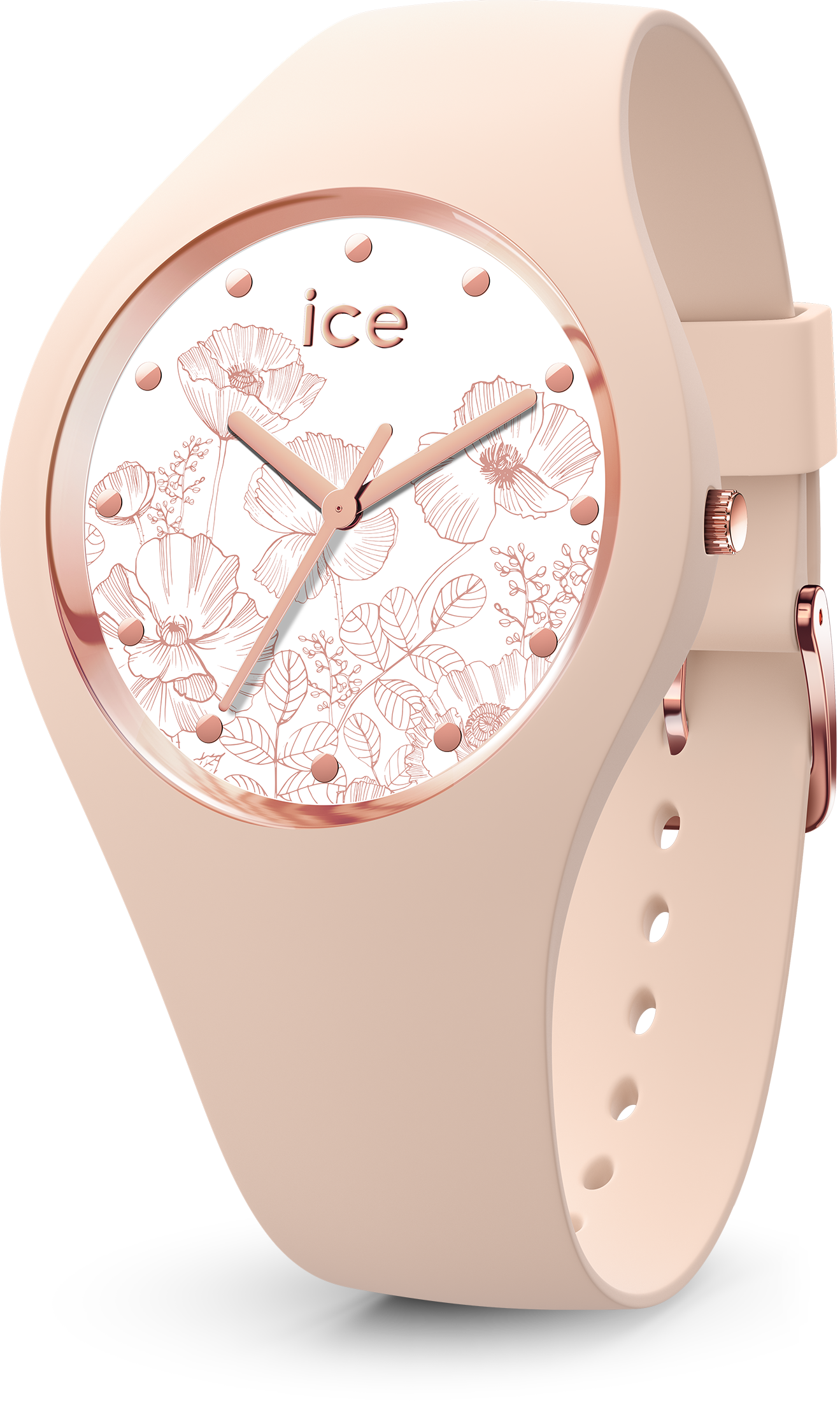ICE WATCH Flower Collection Rose Gold Case 40mm (M) White Dial Pink Nude Strap