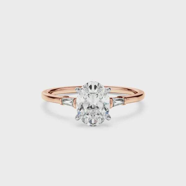 Oval engagement online ring with baguettes