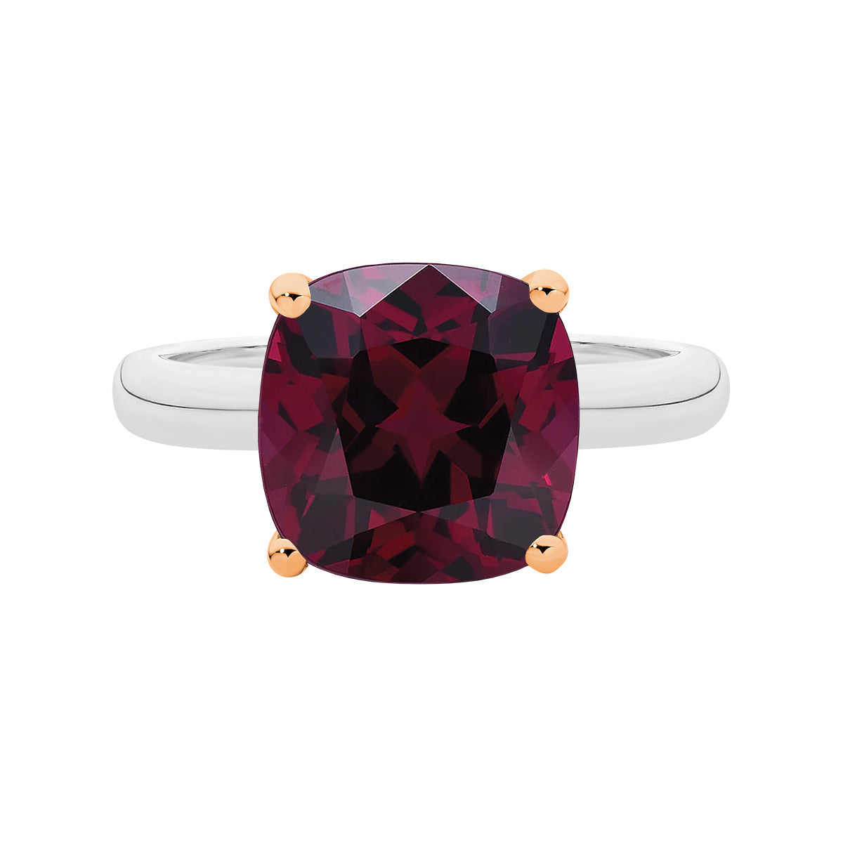 9ct White & Rose Gold Garnet Ring